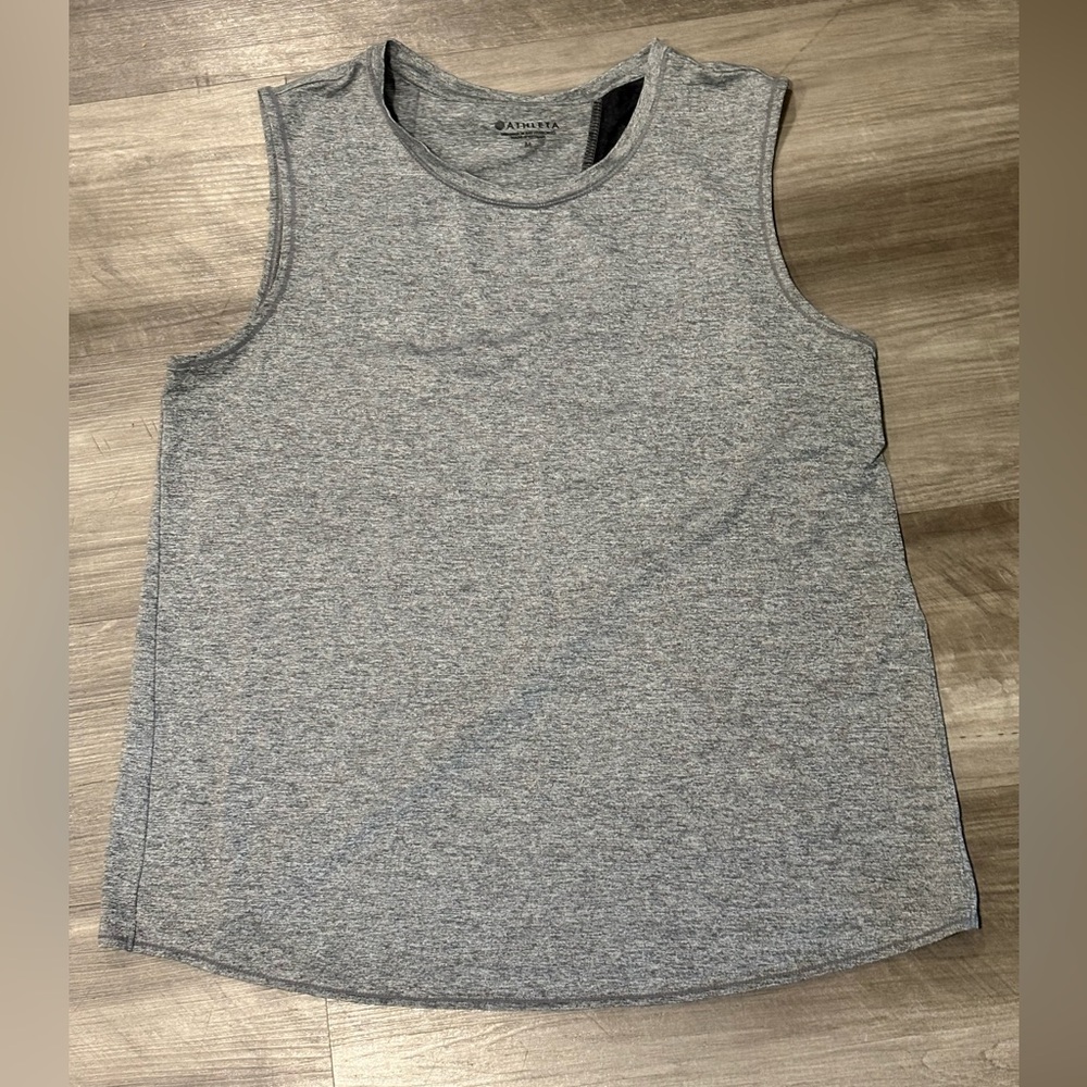 Athleta Gray Sleeveless Tank Top M Split Tulip Back Mesh Panel Activewear
